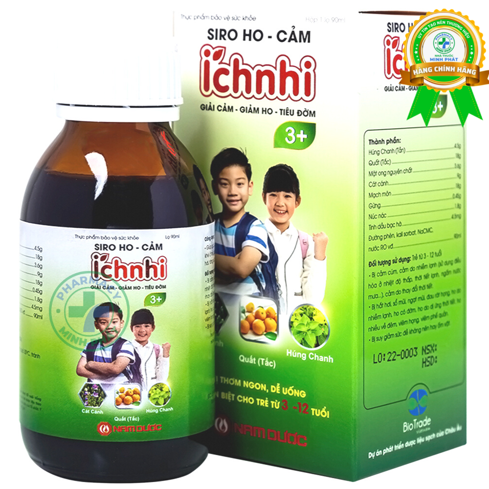 Siro Ho Cảm Ích Nhi 3+ Nam Dược Giảm Ho, Tiêu Đờm (Chai 90Ml)